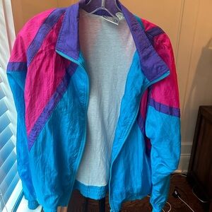 Gentle used, multi-color vintage 80s wind breaker jacket, size Small